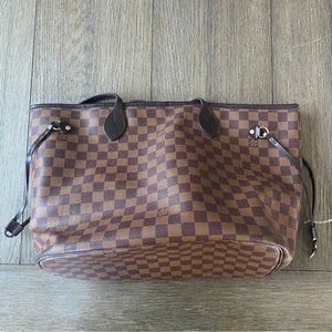 Louis Vuitton Neverfull Cherry  Damier Ebene Tote Bag